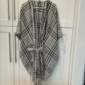 Vince Camuto Black and White Plaid Wrap -one size